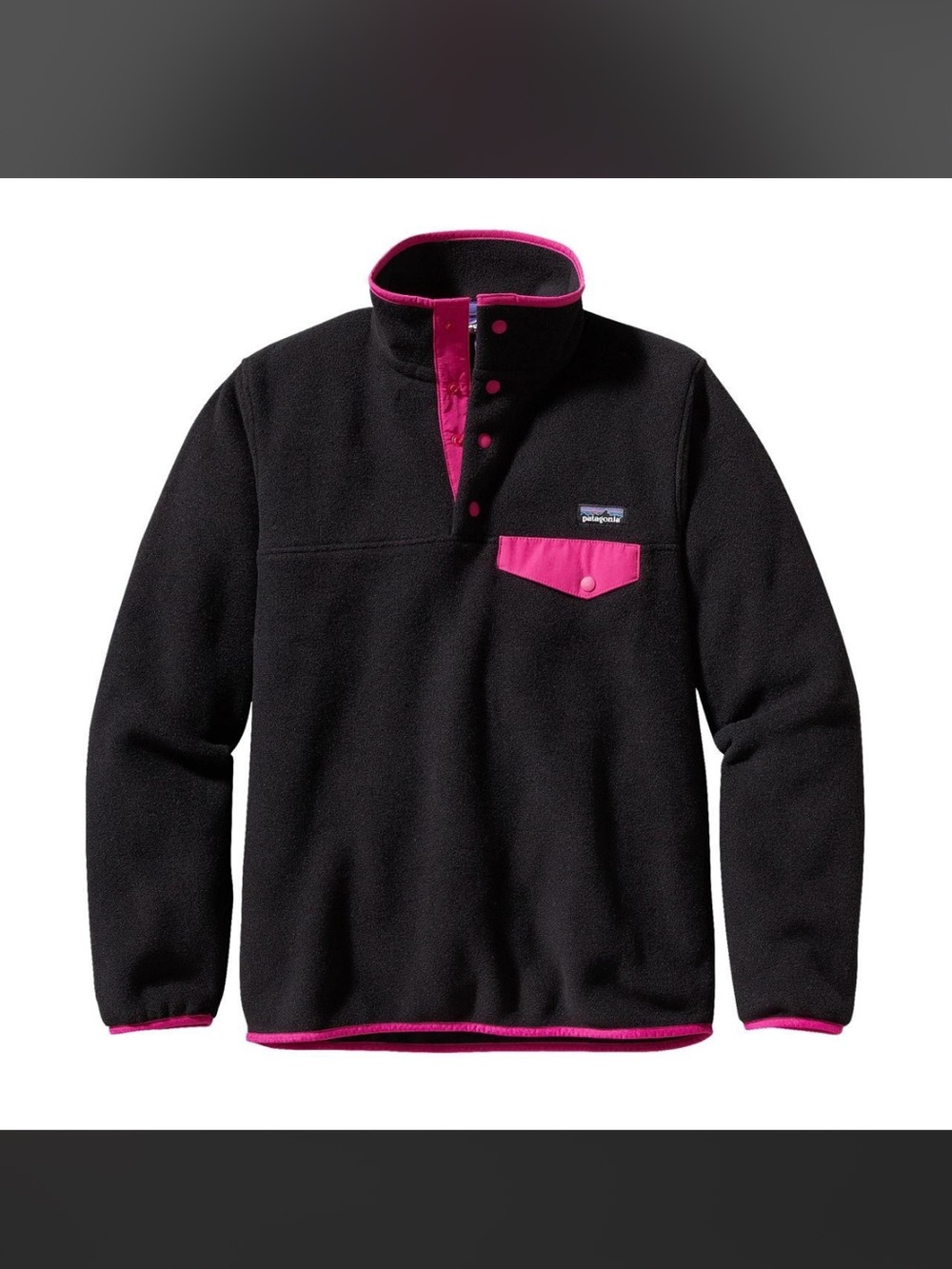 Patagonia Synchilla black fleece with pink trim - size XS
